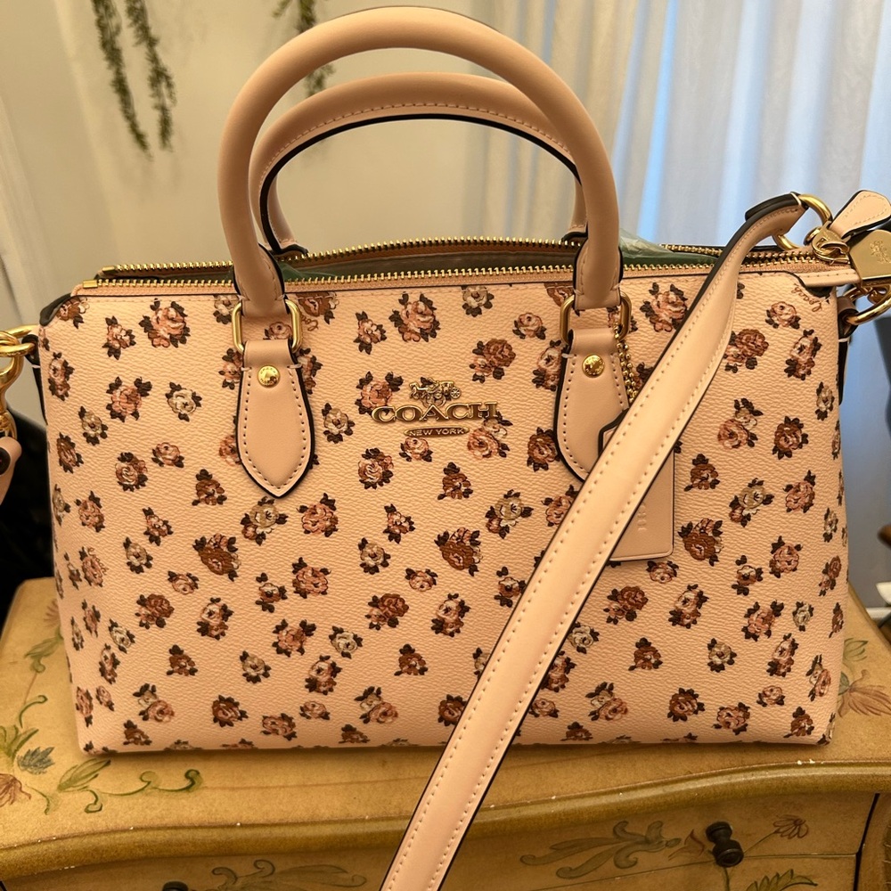 Coach Pink Satchel Floral Design